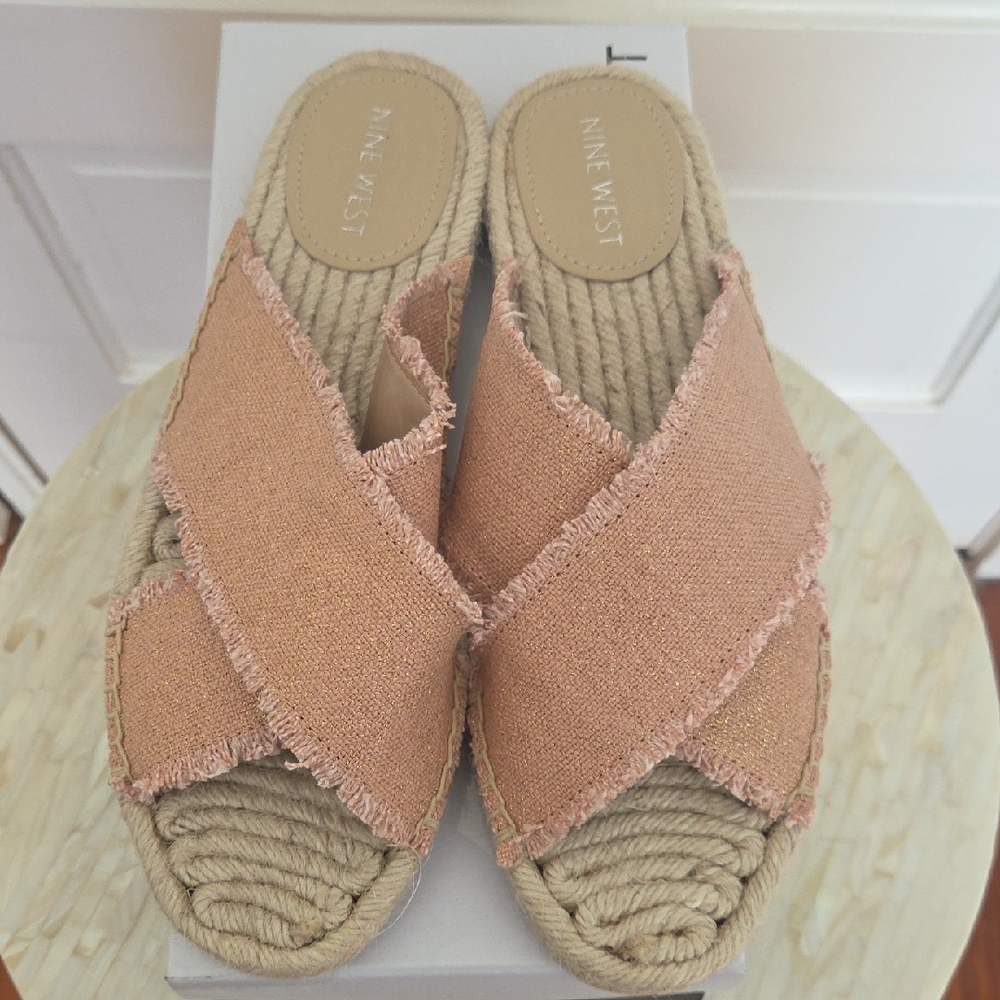 Nine West Women's Pink Espadrille Slides